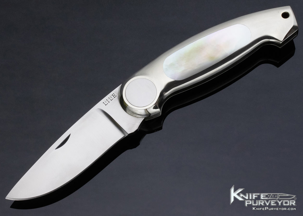 Jimmy Lile Custom Knife Mother of Pearl Nickel Silver Integral Button Lock 13096