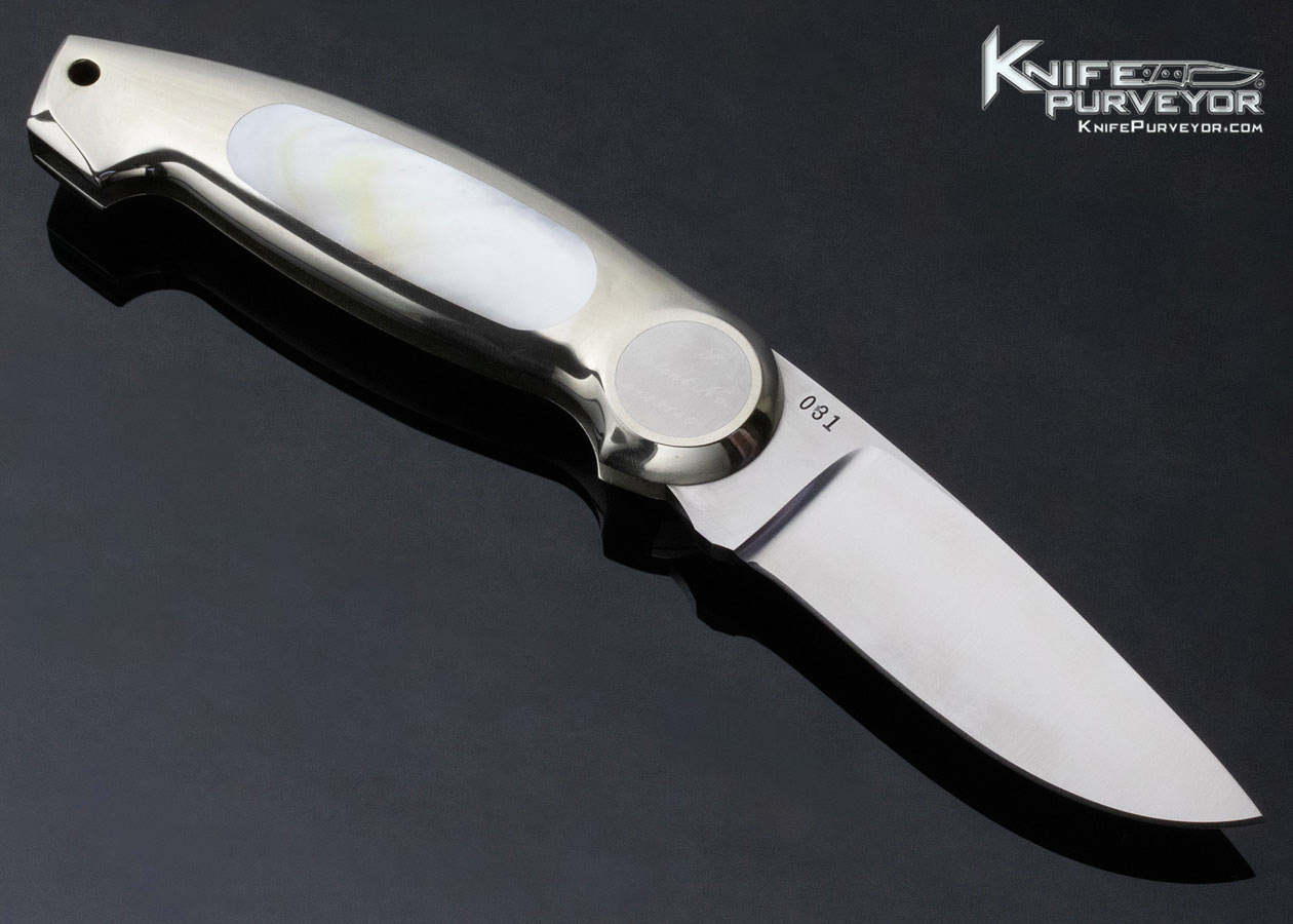 Jimmy Lile Custom Knife Mother of Pearl Nickel Silver Integral Button Lock - Image 3