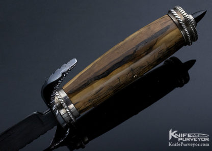 Kenneth King Custom Knife S-Guard Bowie Sole Authorship Damascus Mammoth Black Jade skull crushers - Image 6