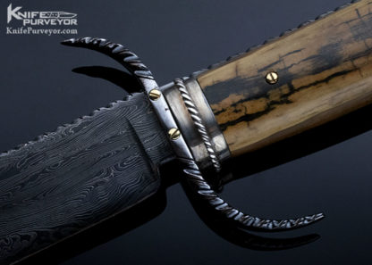 Kenneth King Custom Knife S-Guard Bowie Sole Authorship Damascus Mammoth Black Jade skull crushers - Image 2