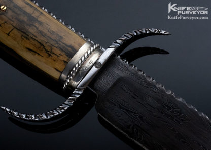 Kenneth King Custom Knife S-Guard Bowie Sole Authorship Damascus Mammoth Black Jade skull crushers - Image 4