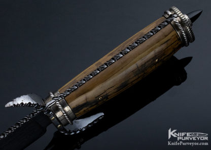 Kenneth King Custom Knife S-Guard Bowie Sole Authorship Damascus Mammoth Black Jade skull crushers - Image 5