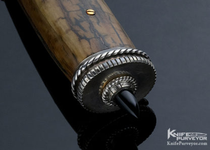 Kenneth King Custom Knife S-Guard Bowie Sole Authorship Damascus Mammoth Black Jade skull crushers - Image 7