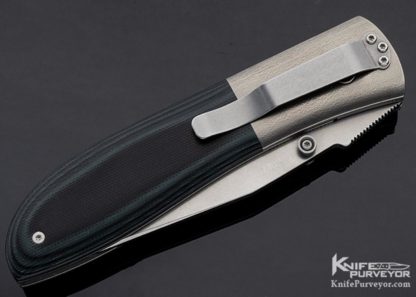 Kit Carson Custom Knife Blue G-10 Orange Peel Textured Titanium Linerlock - Image 3
