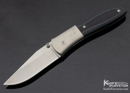 Kit Carson Custom Knife Blue G-10 Orange Peel Textured Titanium Linerlock 11129 Open