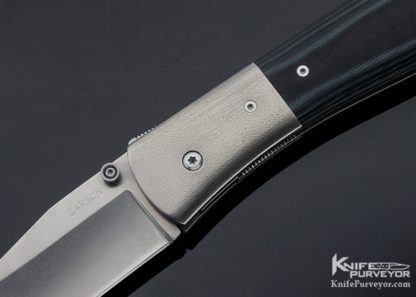 Kit Carson Custom Knife Blue G-10 Orange Peel Textured Titanium Linerlock - Image 2