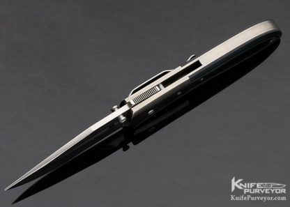 Kit Carson Custom Knife Blue G-10 Orange Peel Textured Titanium Linerlock - Image 6