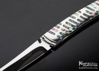Koji Hara Custom Knife Abalone Inlaid Linerlock - Image 2