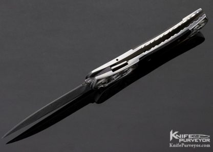 Matthew Lerch Custom Knife Black Lip Pearl Automatic Engraved by Ray Cover Jr. - Image 4