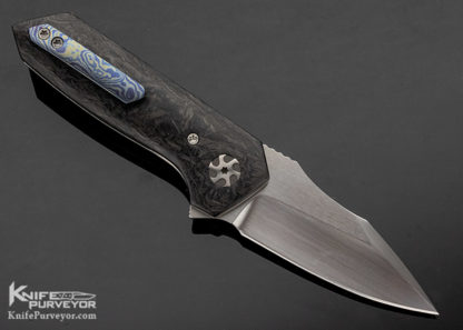 Peter Carey Custom Knife Zeke Marble Carbon Fiber, Flipper Prototype #2 - Image 4