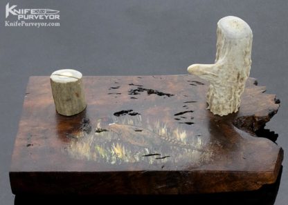 Hand Painted Pheasant Wood and Antler Knife Display