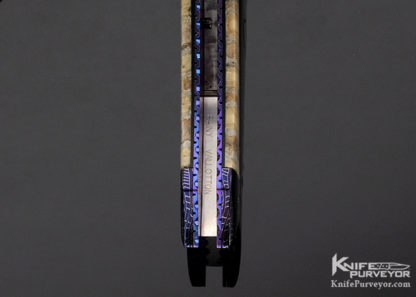 Rainy Vallotton Custom Knife Mammoth Molar & Blued Damascus D/A Automatic Linerlock - Image 11