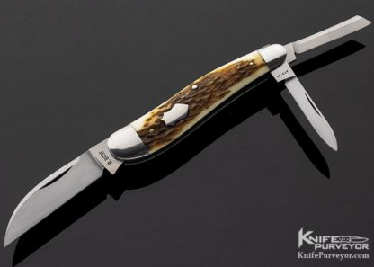 Reese Bose Custom Knife 3 Blade Stag Whittler Slip Joint #6 Open