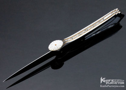 Salvatore Puddu Custom Knife Mother of Pearl "Jim Schmidt Tribute" Lockback Dagger - Image 6