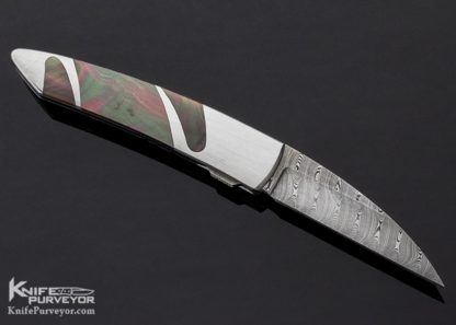 Scott Sawby Custom Knife Damasteel & Black Lip Pearl Selflock Skimmer - Image 4