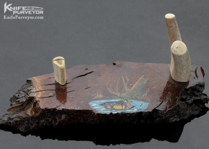 Hand Painted Mallard Duck Wood and Antler Knife Display - Image 2