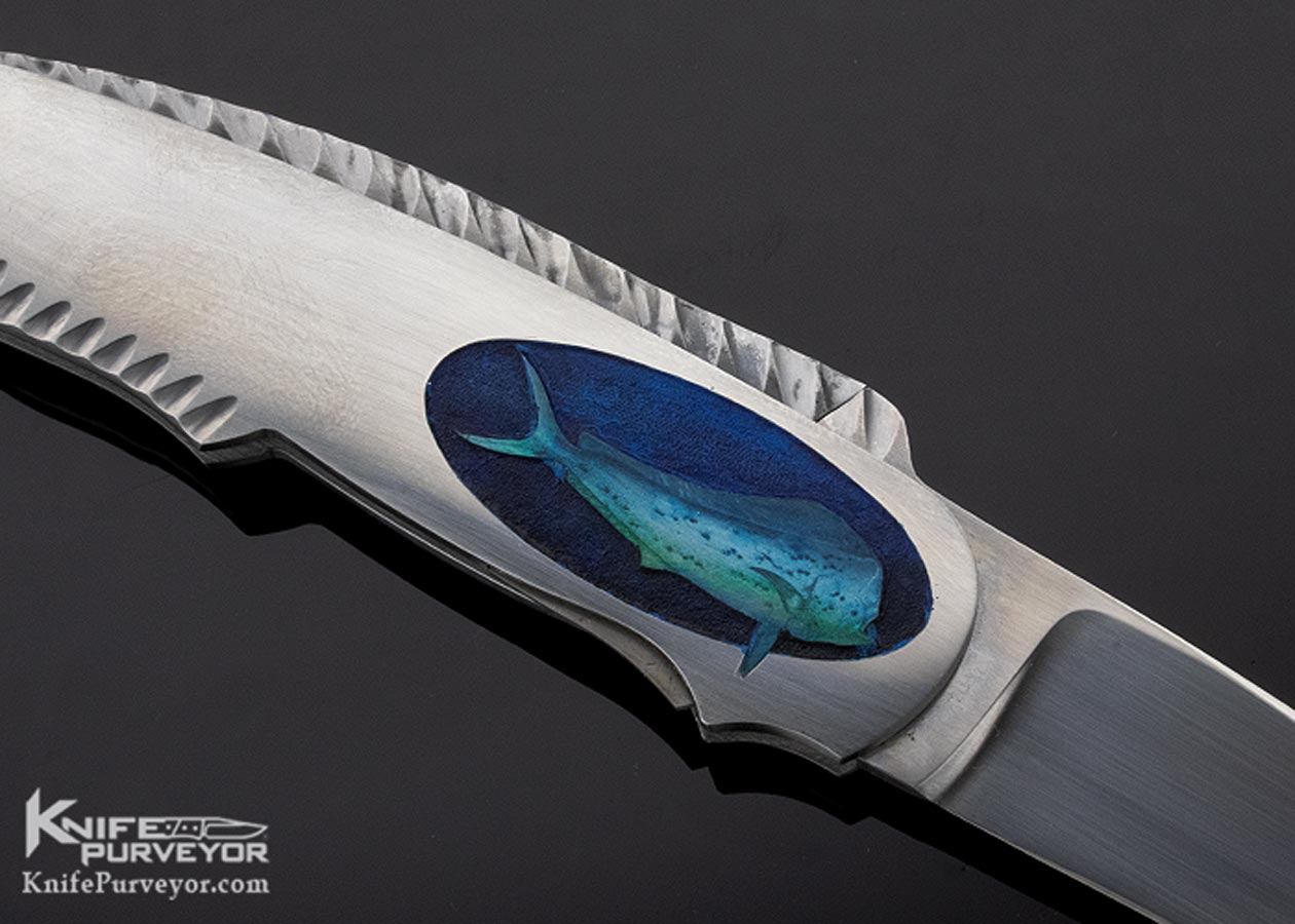 Tim Herman Custom Knife Sole Authorship Color Engraved "Tuna" Lockback Folder - Image 5
