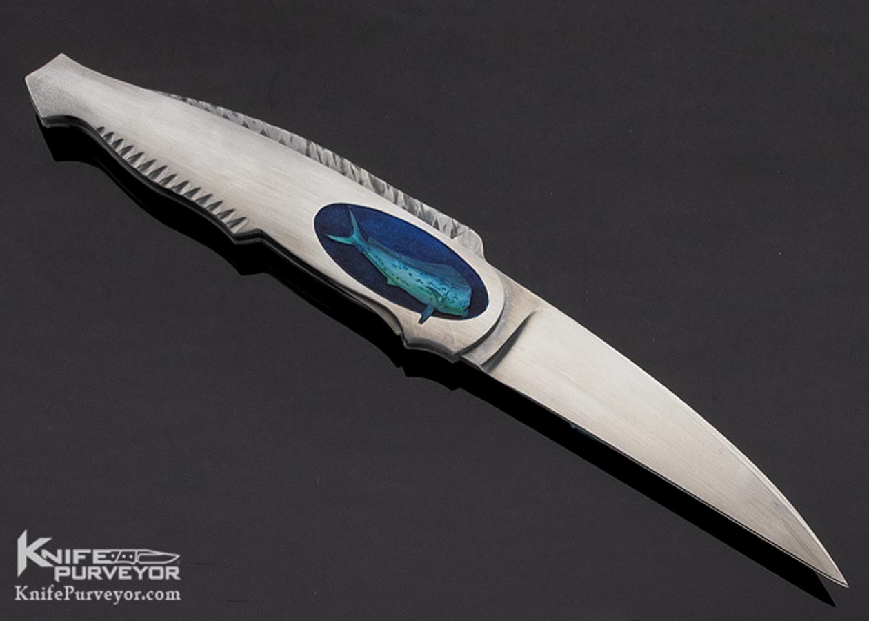 Tim Herman Custom Knife Sole Authorship Color Engraved "Tuna" Lockback Folder - Image 4