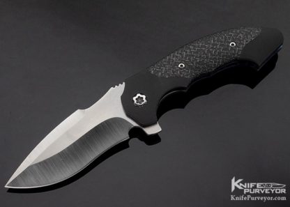 Todd Fischer Sr. Custom Knife Lightning Strike Carbon Fiber Mini Archangel Liner Lock Flipper 10965 Open