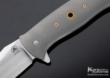Tom Mayo Custom Knife Persian Titanium with Mosaic Pins Frame Lock - Image 2