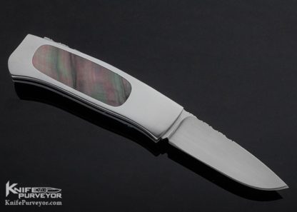 WD Pease Custom Knife Black Lip Pearl Interframe Lockback - Image 3