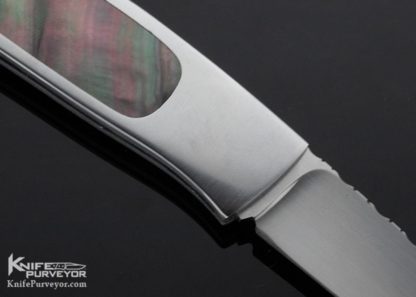 WD Pease Custom Knife Black Lip Pearl Interframe Lockback - Image 4