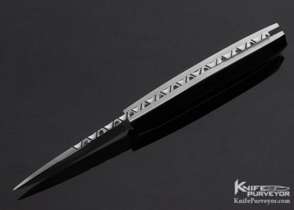 WD Pease Custom Knife Black Lip Pearl Interframe Lockback - Image 7