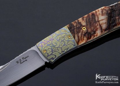 WD Pease Custom Knife Anodized Titanium and Ram's Horn Lockback - Image 2