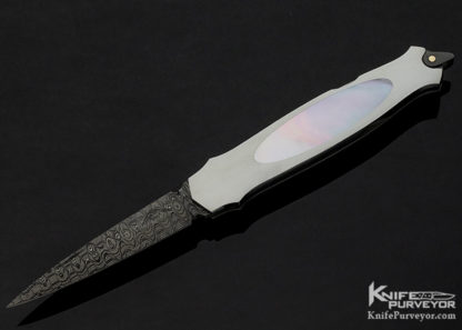 Warren-Osborne-Custom-Knife-Damascus-and-Pearl-Interframe-Lockback-Dagger-11078
