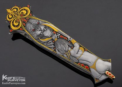 Warren Osborne Custom Knife Engraved by Vitalij Quaranta Auto with Damascus Lockback - Image 2