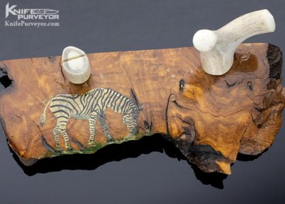 Hand Painted "Zebra" Wood and Antler Knife Display - Image 2