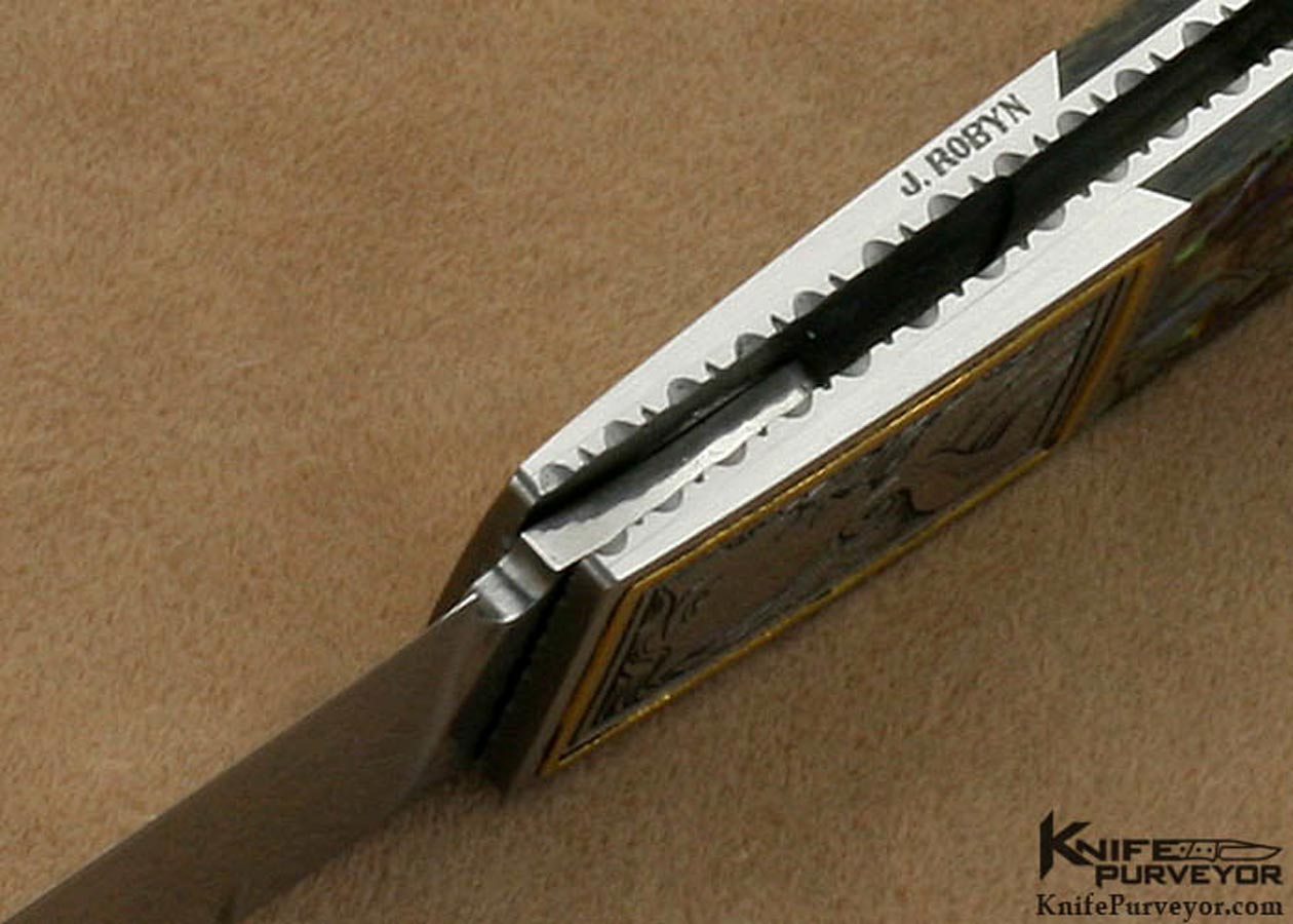 Frank Centofante Custom Knife Jon Robyn Engraved Abalone Side Lock (Featured in a Video) - Image 7