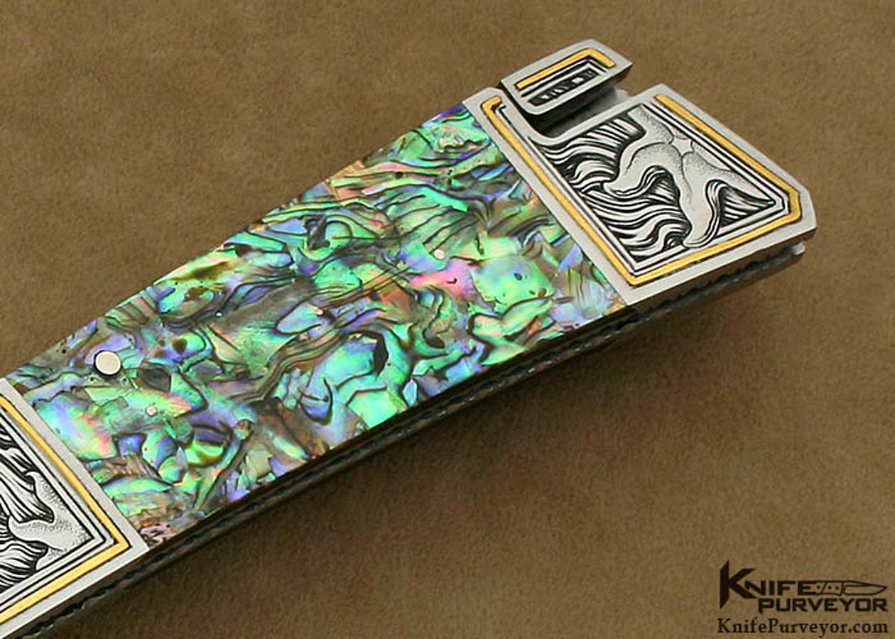 Frank Centofante Custom Knife Jon Robyn Engraved Abalone Side Lock (Featured in a Video) - Image 3