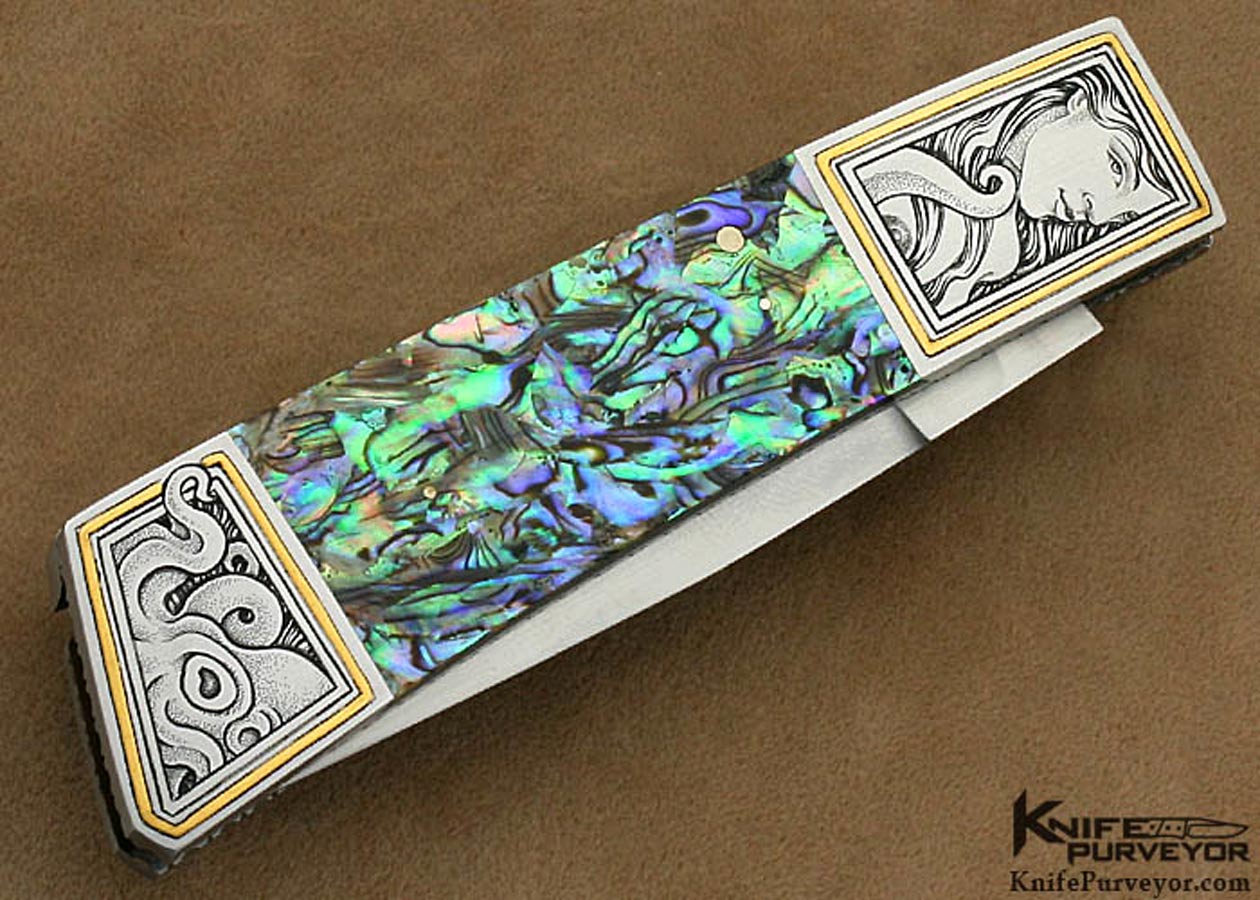 Frank Centofante Custom Knife Jon Robyn Engraved Abalone Side Lock (Featured in a Video) - Image 4