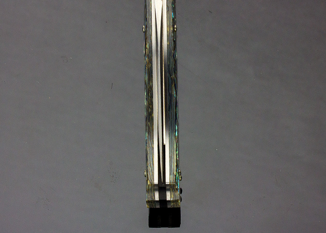 Lisa Tomlin Engraved W. D. Pease Custom Knife Green Abalone "Mermaid" Lockback - Image 4