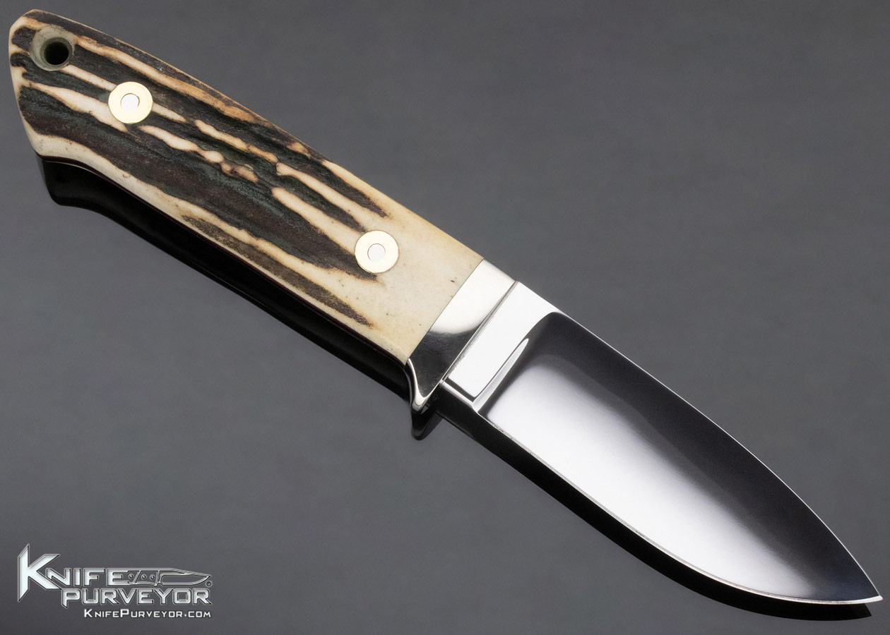 Bob Loveless Custom Knife Single Nude Logo Stag Drop Point Hunter - Image 3