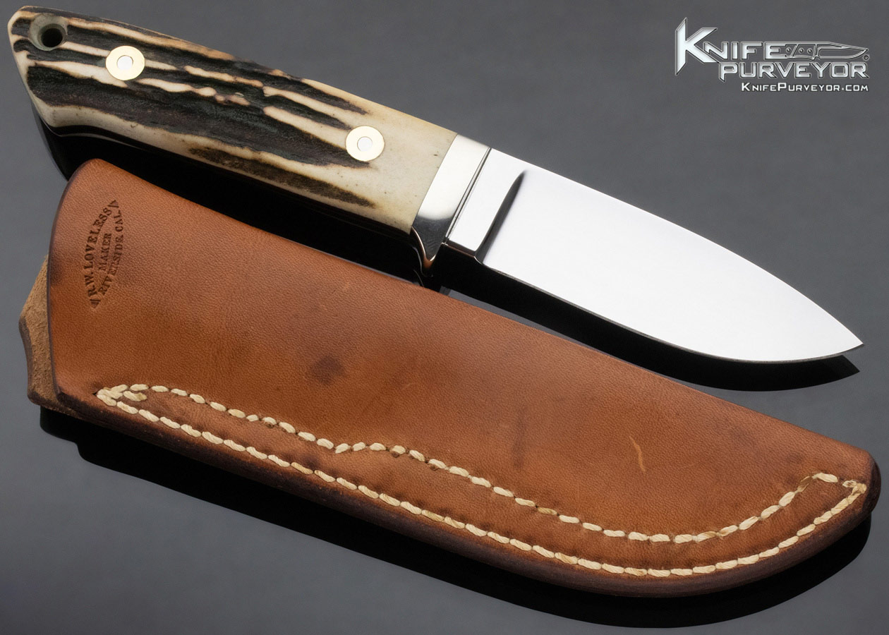 Bob Loveless Custom Knife Single Nude Logo Stag Drop Point Hunter - Image 7