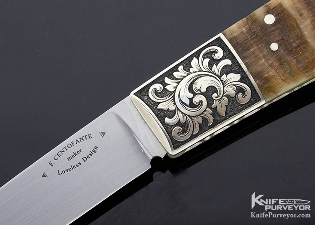 Frank Centofante Custom Knife Loveless Design Ramshorn Lockback Engraved by David Perdue - Image 2