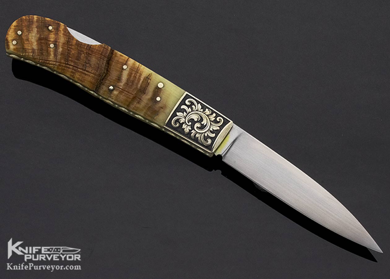 Frank Centofante Custom Knife Loveless Design Ramshorn Lockback Engraved by David Perdue - Image 4