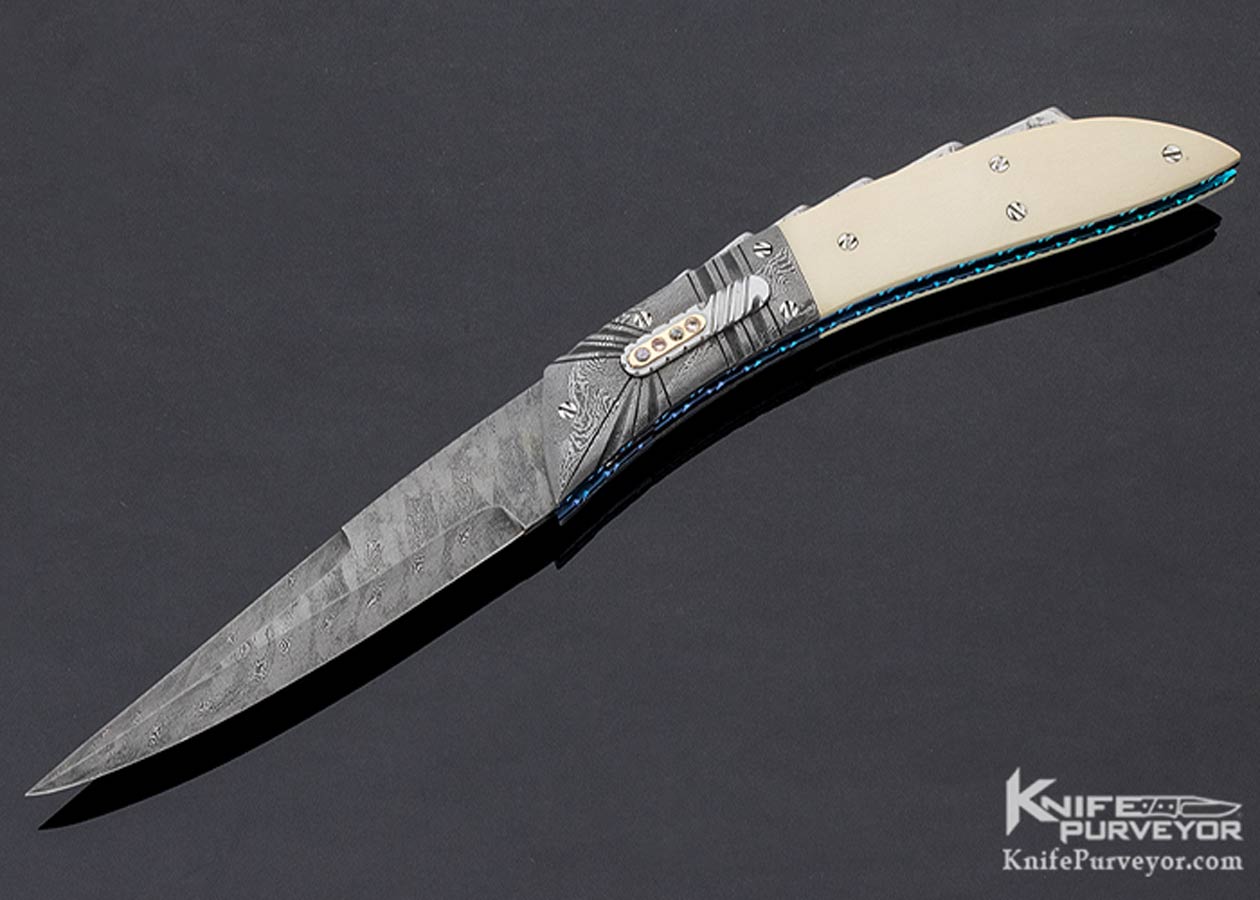George Dailey Custom Knife Damascus & Mammoth Automatic Linerlock 11281