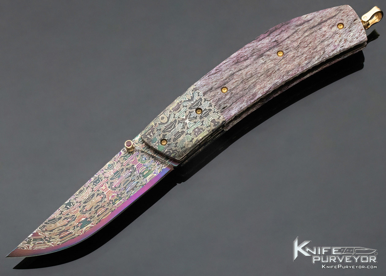 Johan Gustafsson Custom Knife Sole Authorship High Contrast and Color Accordion Cut Mosaic Damascus Linerlock 11613