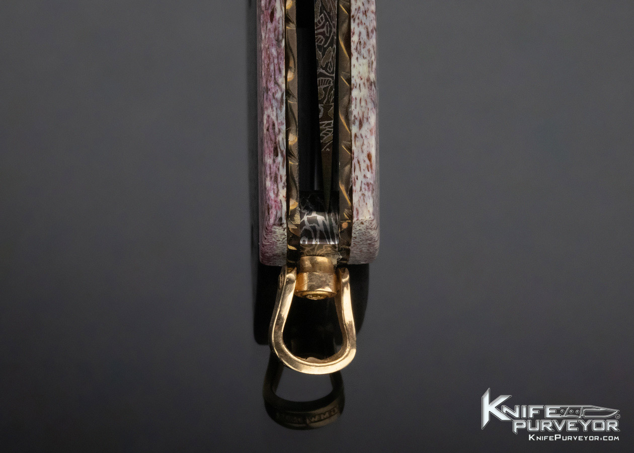 Johan Gustafsson Custom Knife Sole Authorship High Contrast and Color Accordion Cut Mosaic Damascus & Fossilized Whale Rib Bone Linerlock - Image 8