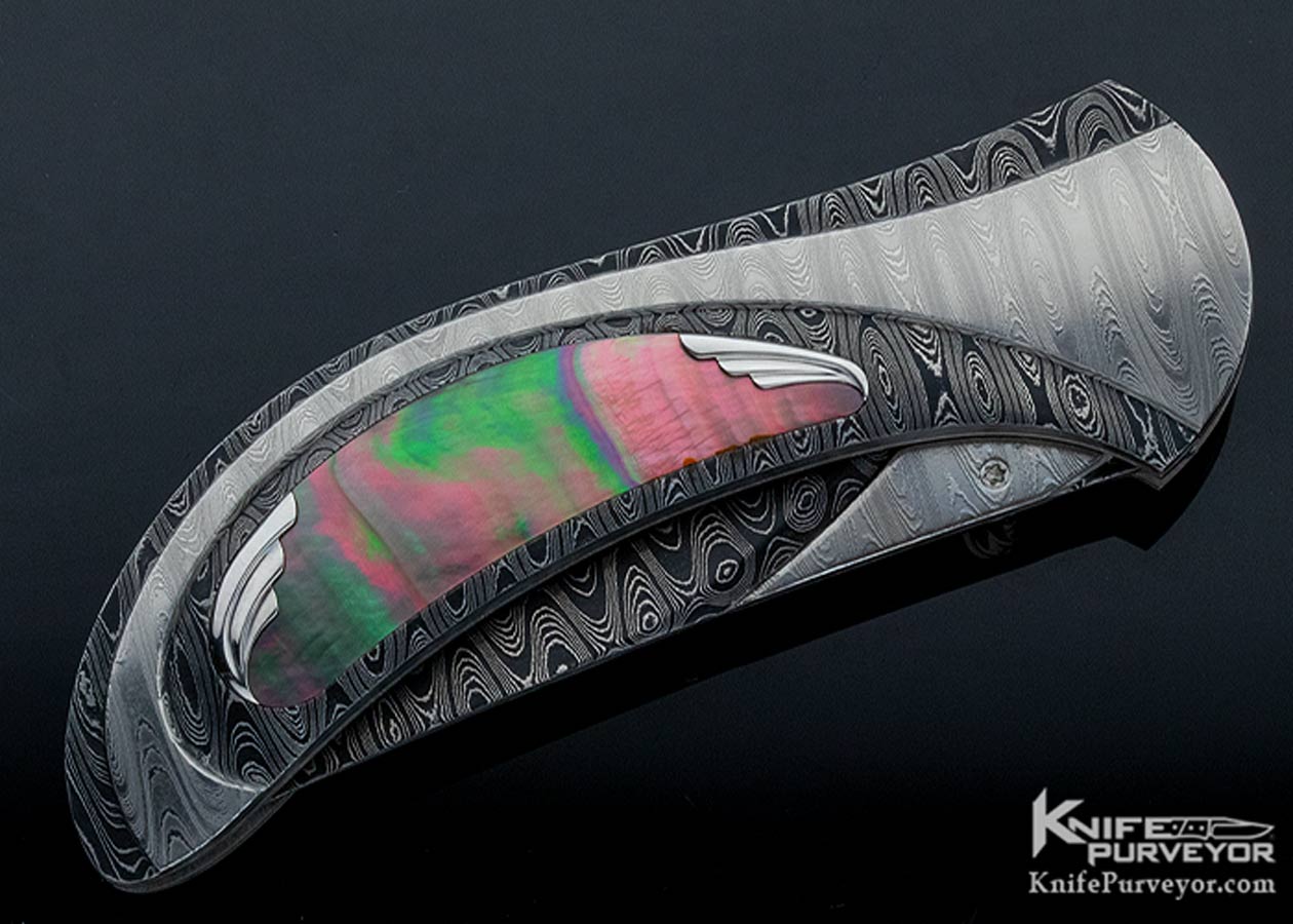 Matthew Lerch Custom Knife Black Lip Pearl & Damascus "Richfield" Assisted Opener Linerlock - Image 3