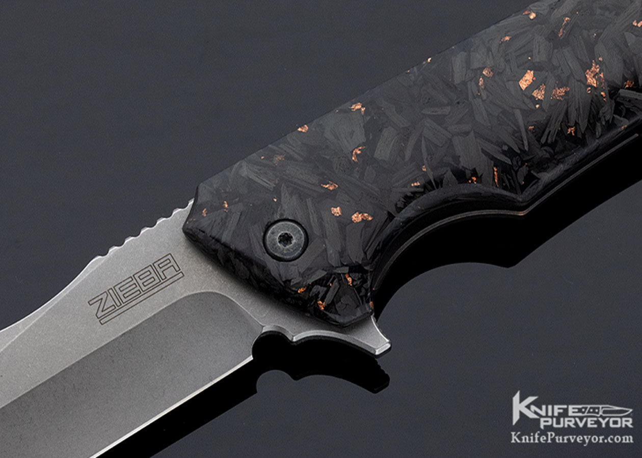 Michael Zieba Folding Knife Framelock S3 Carbon and Copper Nitro-V Steel - Image 2