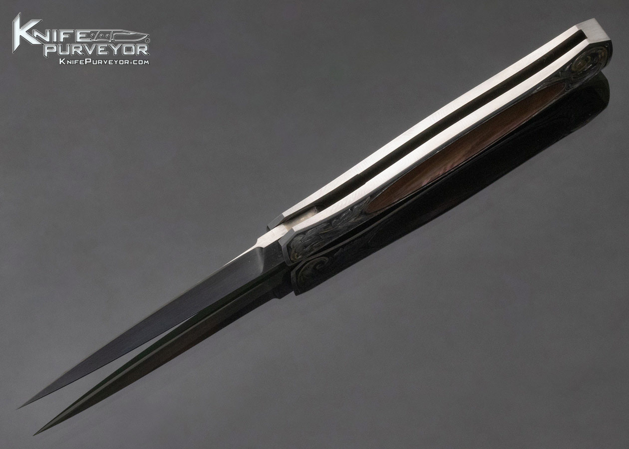 Tim Herman Custom Knife Sole Authorship Engraved Blacklip Tahitian Pearl Shell Interframe Lockback - Image 6