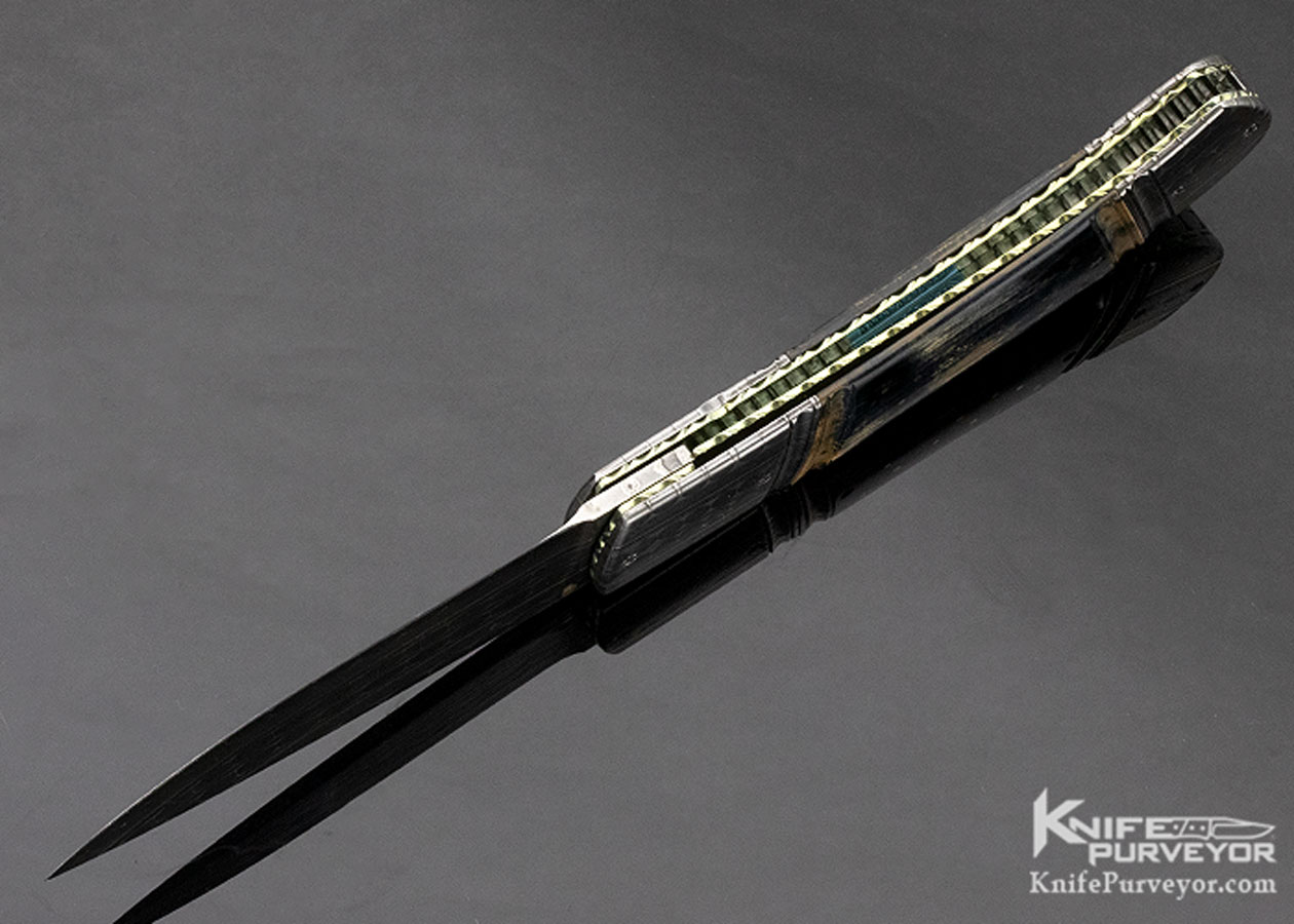 Anders Hedlund Custom Knife "Perfect Dot" Damascus & Mammoth Linerlock - Image 7