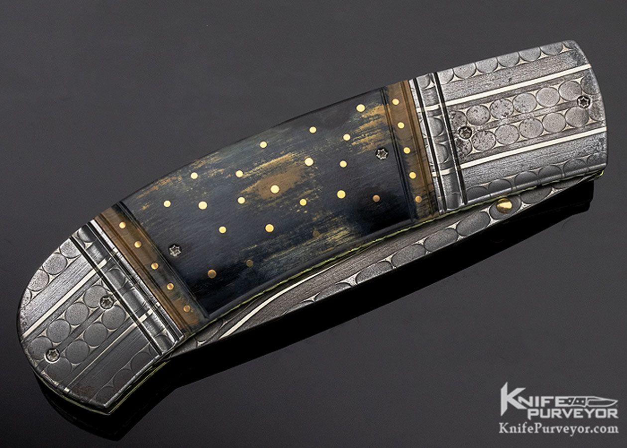 Anders Hedlund Custom Knife "Perfect Dot" Damascus & Mammoth Linerlock - Image 3
