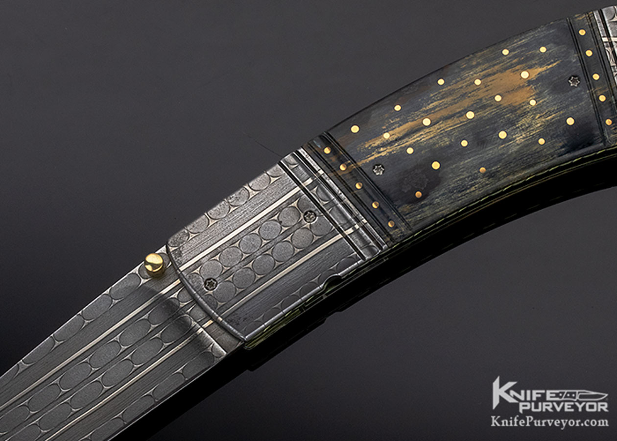 Anders Hedlund Custom Knife "Perfect Dot" Damascus & Mammoth Linerlock - Image 2