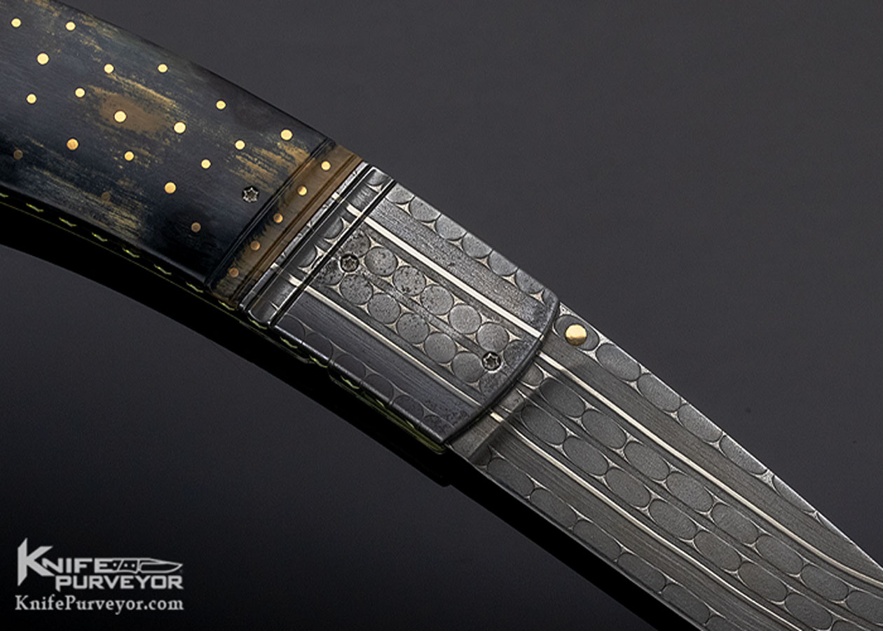 Anders Hedlund Custom Knife "Perfect Dot" Damascus & Mammoth Linerlock - Image 5