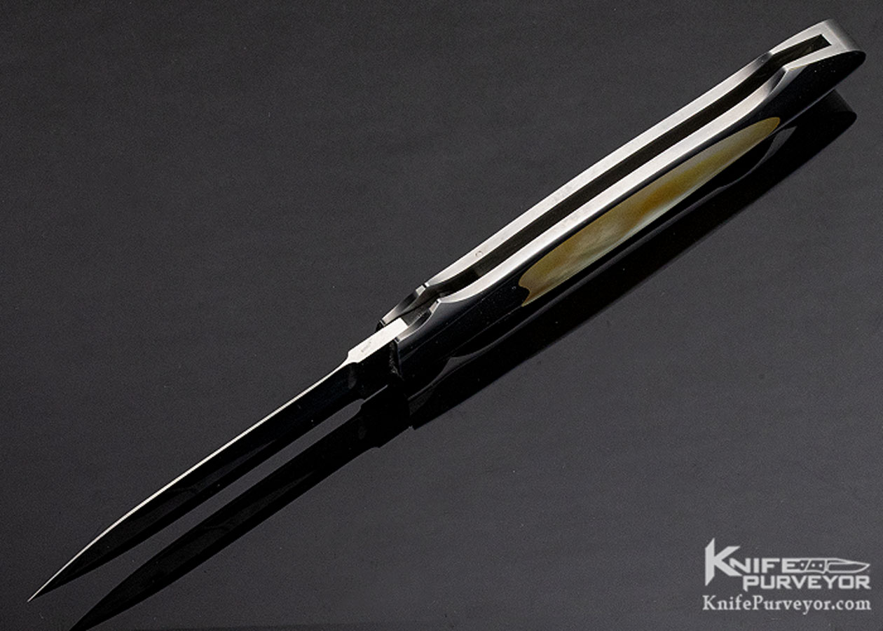 Andy Shinosky Custom Knife South Sea Gold Lip Pearl Interframe Button Lock Automatic - Image 7